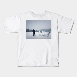 skier on the top of a mountain Kids T-Shirt